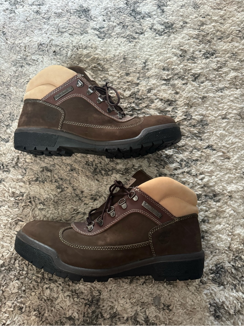 Rare vintage  Timberland Brown and Tan Men's Lace-Up Hiking Boots size 12